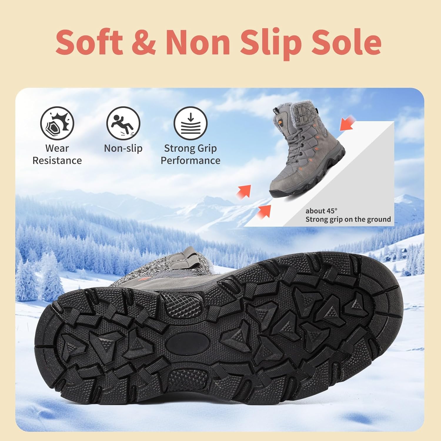 Men's Waterproof Snow Boots with Fur Lining and Anti‑Slip Grip