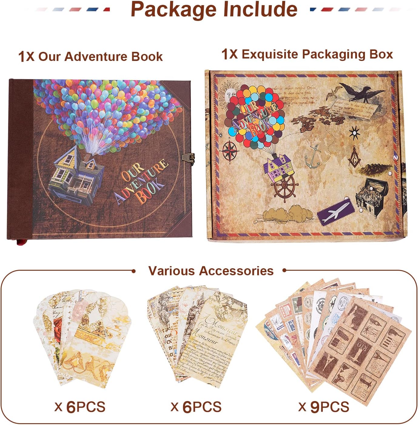 JIMBON Our Adventure Book: Retro Photo Album Scrapbook for Couple Memories