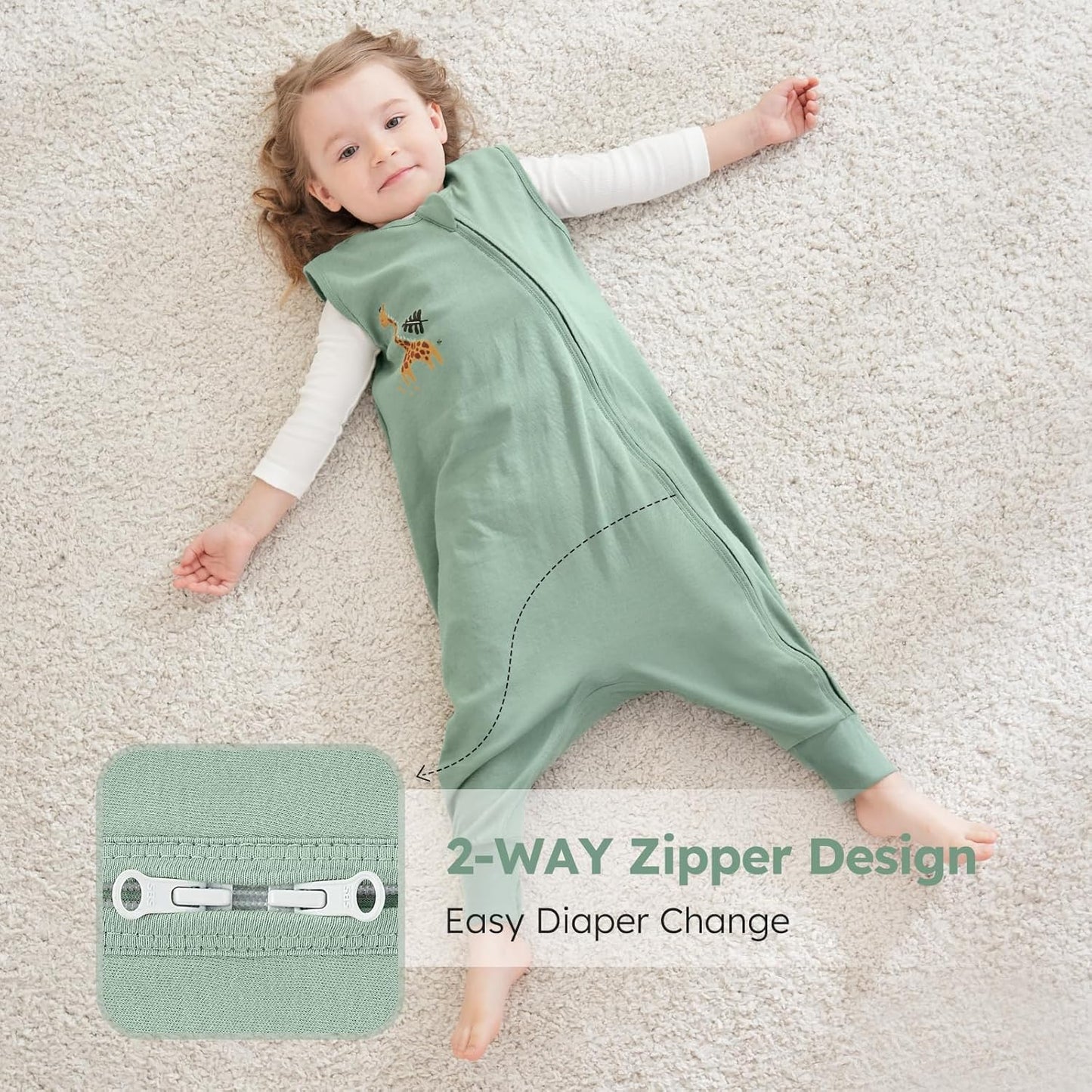 Yoofoss 2 x Baby Summer Sleeping Bags with Feet 100% Cotton