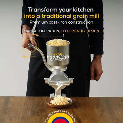 Landers Cast Iron Corn Grinder – High Hopper Manual Grain Mill - Gomix Brands Outlet