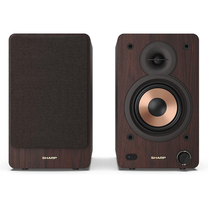 Sharp CP-SS30 Brown 60W RMS 2‑Way Active Bookshelf Speakers