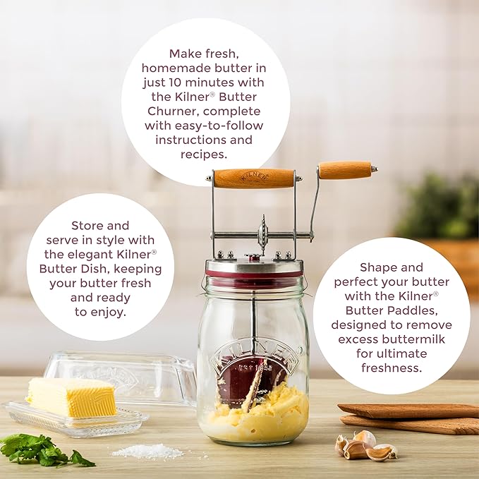 Kilner Traditional Glass Butter Churner Homemade Artisan Butter Maker