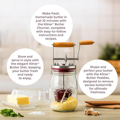 Kilner Traditional Glass Butter Churner Homemade Artisan Butter Maker