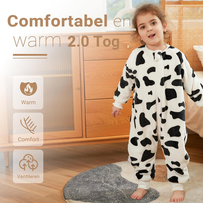 Cow Print Baby Sleeping Bag with Feet, 2.0 Tog, 110cm