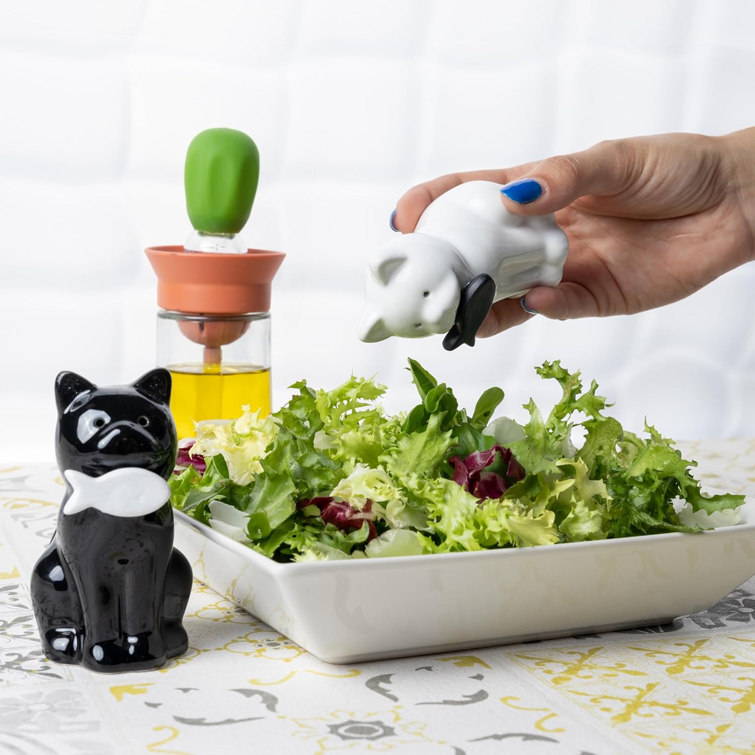 Fisura Original Cactus Ceramic Salt and Pepper Shakers Set