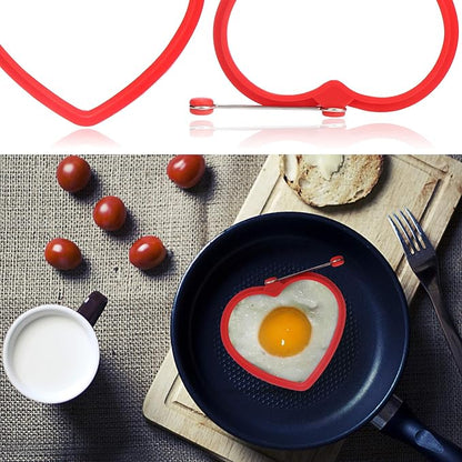 Heart-Shaped Silicone Egg & Pancake Molds Set of 4