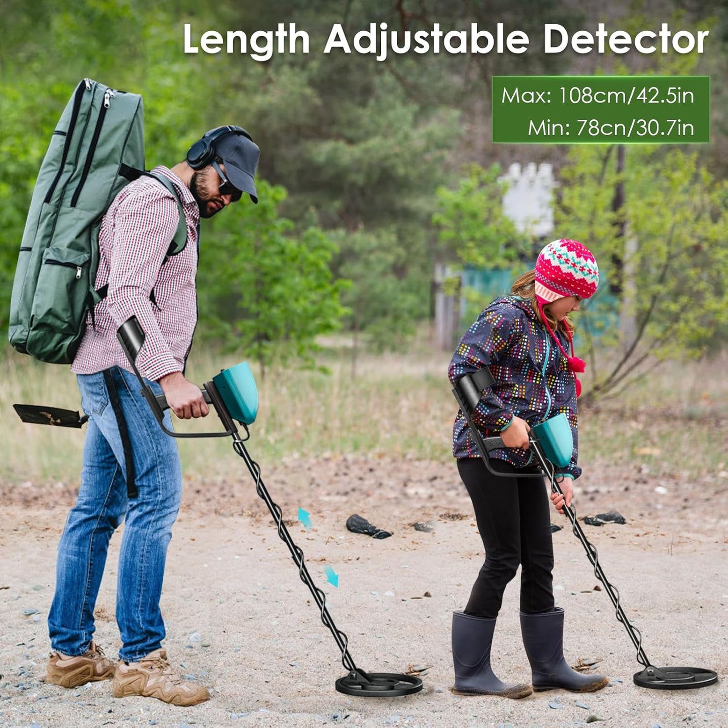 HIUYRFS Waterproof Rechargeable Metal Detector for Gold, Coins, Adjustable, All Ages