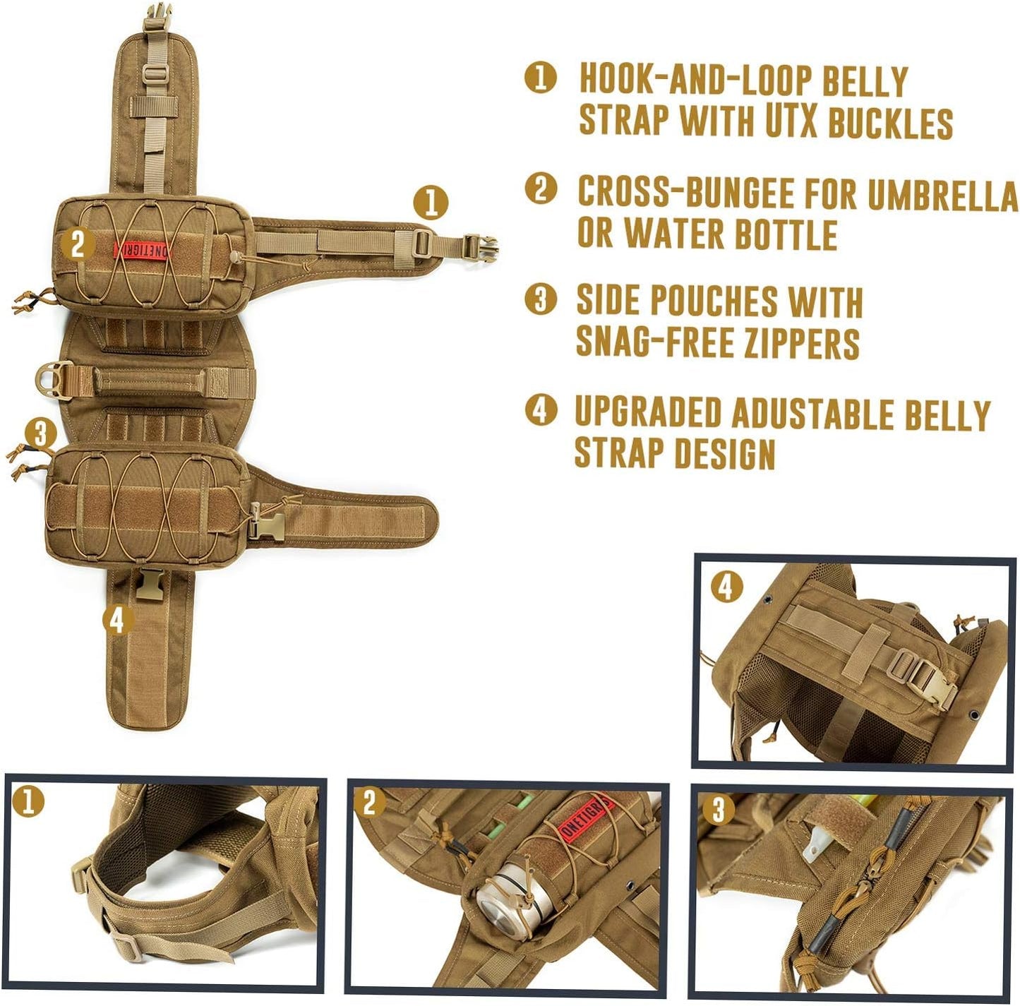 OneTigris Waterproof Dog Raincoat – Durable Nylon Pack for Small to Large Breeds