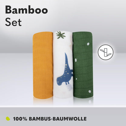 Lionelo Bamboo Muslin Nappy Set of 3 – Soft, Antibacterial, Hypoallergenic
