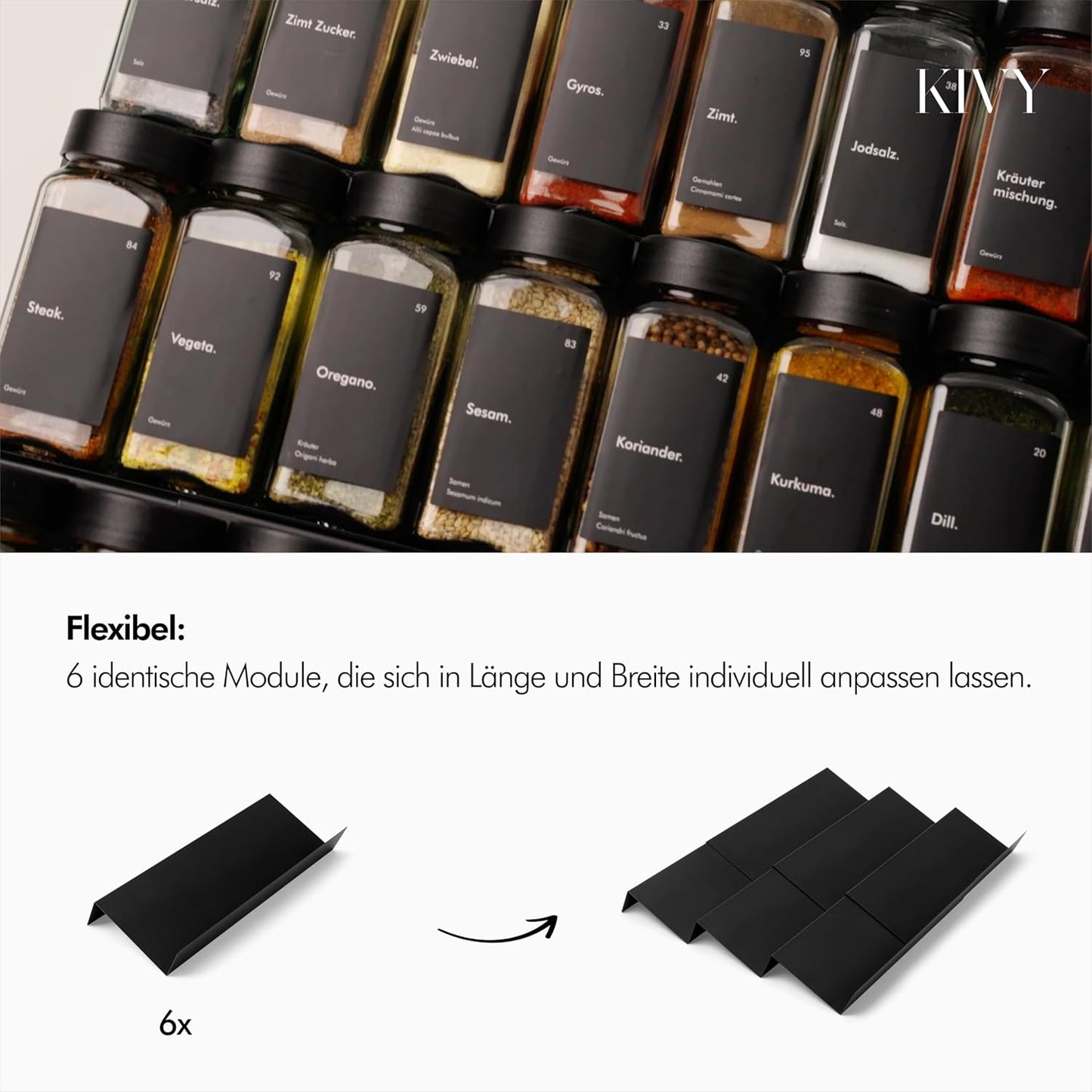 Adjustable KIVY 3‑Tier Spice Rack Drawer Insert for Kitchen