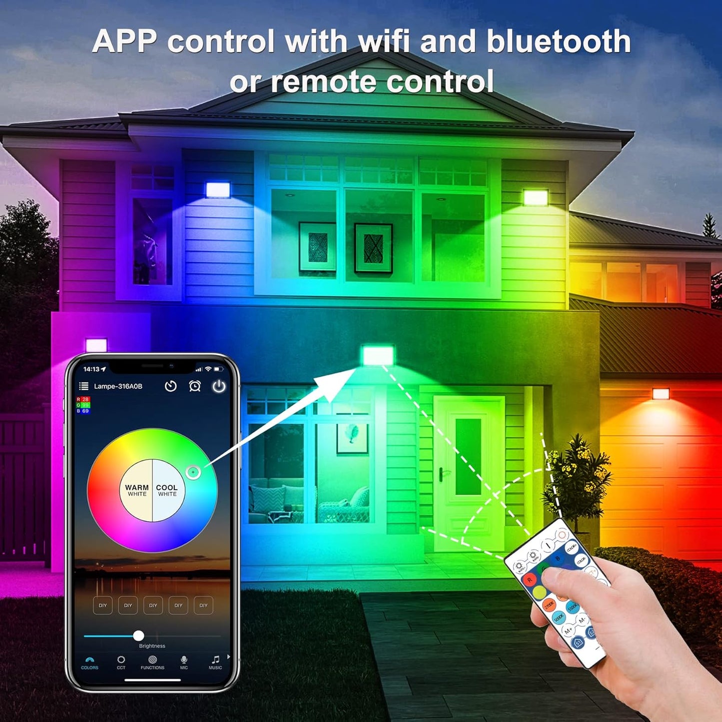 T-Sunus 100W LED Floodlight Smart RGB Wi‑Fi