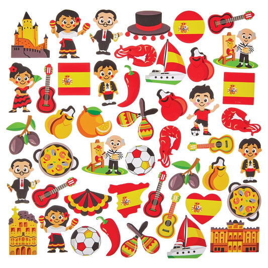 Baker Ross Spain Foam Stickers – 150 Vibrant 3D Craft Stickers for Kids