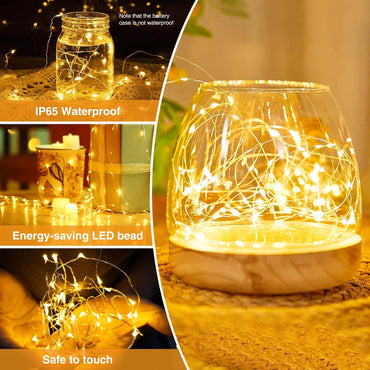 Litogo 10-Pack Fairy Lights Battery Operated with Timer 2.1m 20 LED Waterproof Silver Wire Warm White