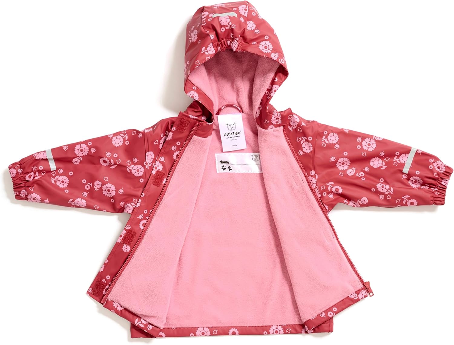Little Tiger Kids Waterproof Fleece-Lined Rain Jacket with Hood