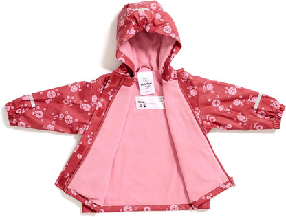 Little Tiger Kids Waterproof Fleece-Lined Rain Jacket with Hood