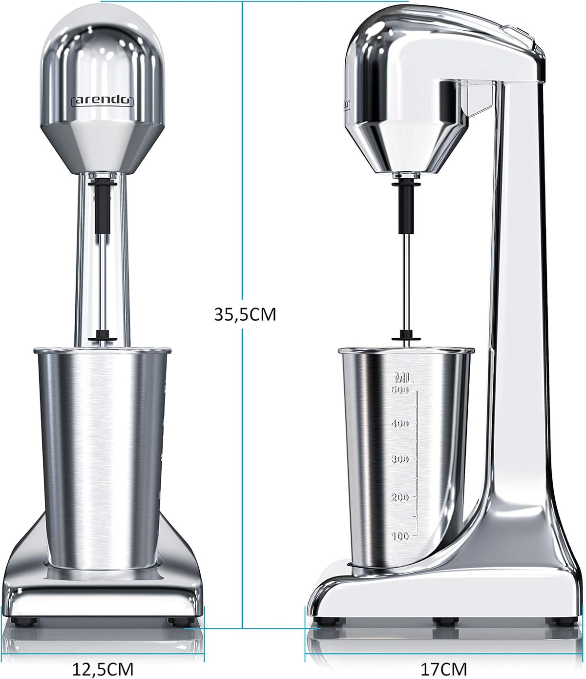 Arendo 23033072 Electric Drink Mixer 100W Silver