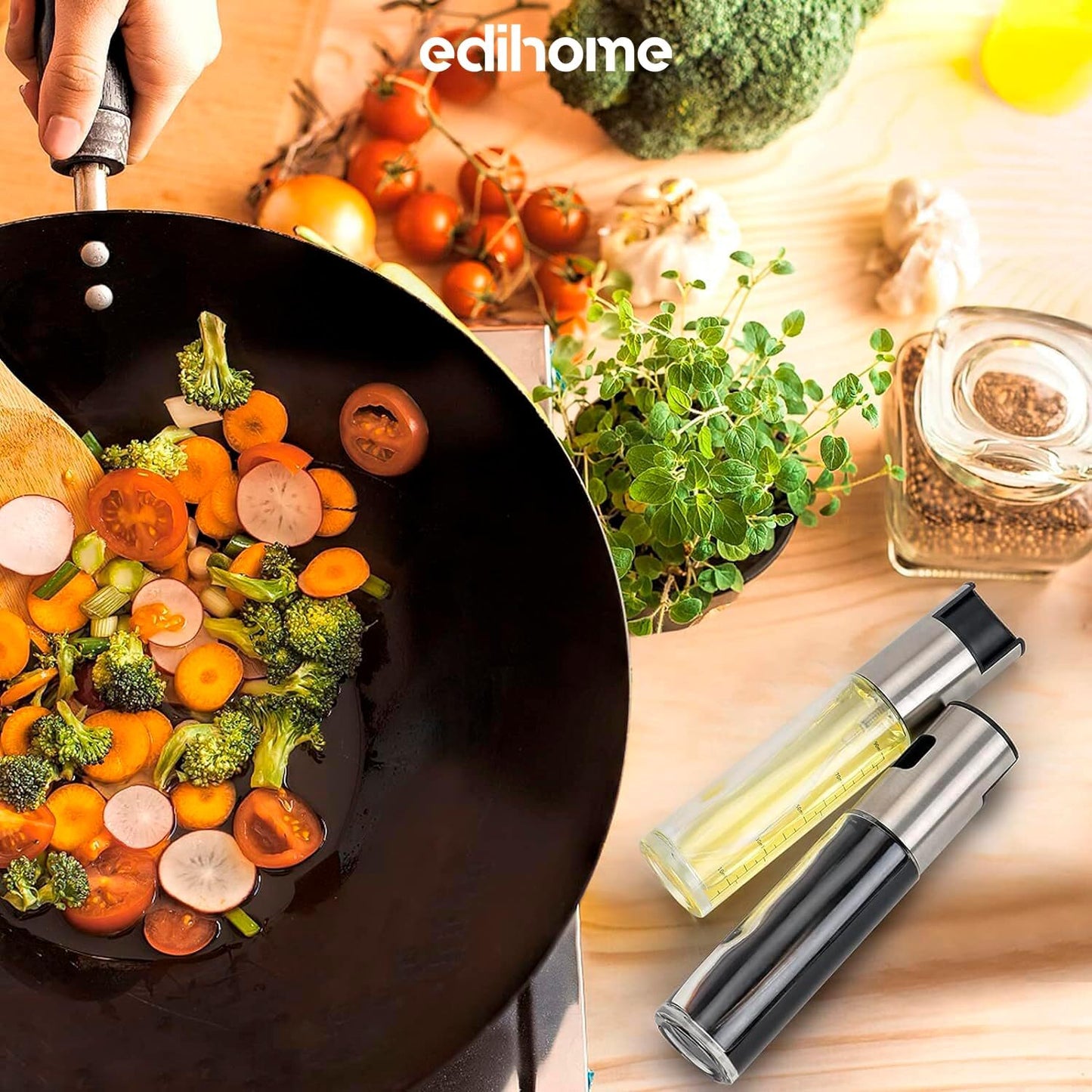 Edihome 100ml Non-Drip Kitchen Oil Sprayer with Stainless Steel Bottle