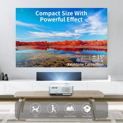 Giaomar Mini Projector: 1080P Full HD, 4K Supported, WiFi, Bluetooth, Portable Home Theater