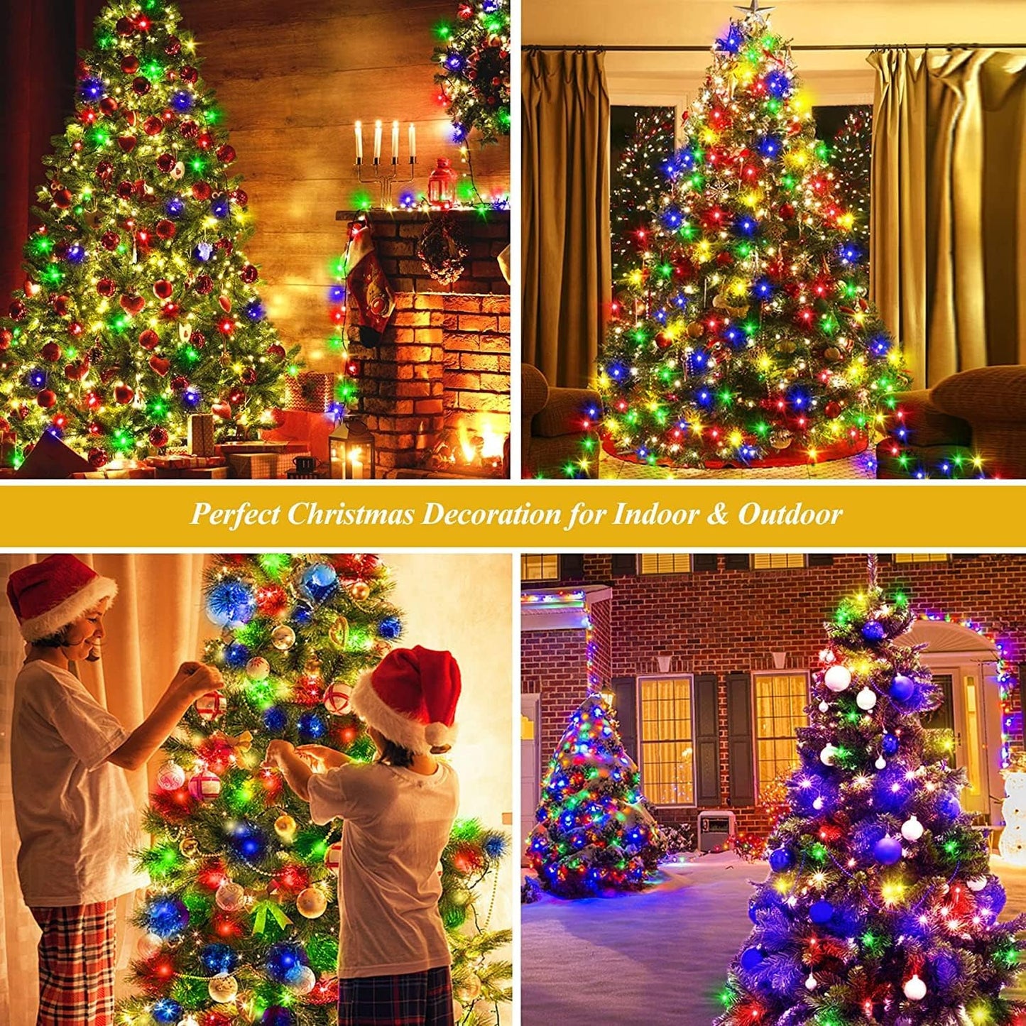 Locinoe 400 LED Christmas Tree Lights 2M x 16 Lines 8 Modes IP44 Waterproof Multicolor