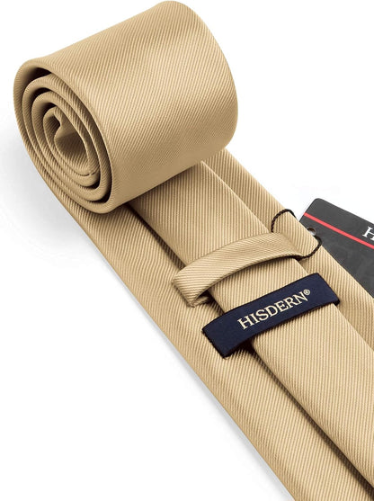 HISDERN Premium Satin Men's Tie Set with Pocket Square