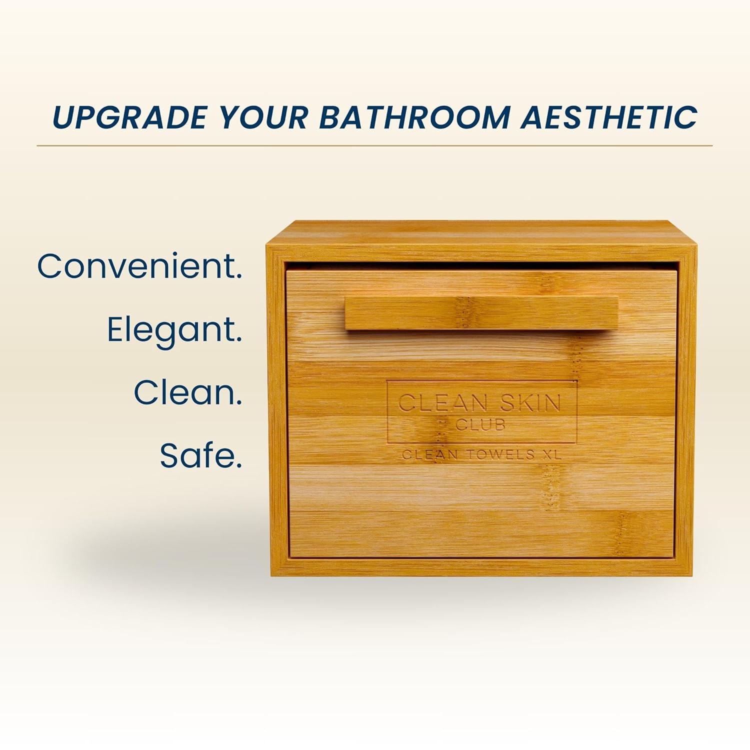 Luxe Bamboo Drawer Box with 50 XL Disposable Facial Towels