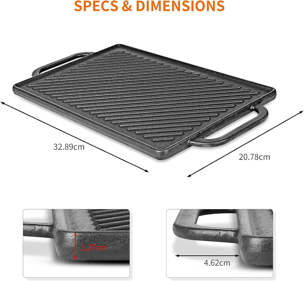 GFTIME Pre-Seasoned Cast Iron Reversible Griddle Plate