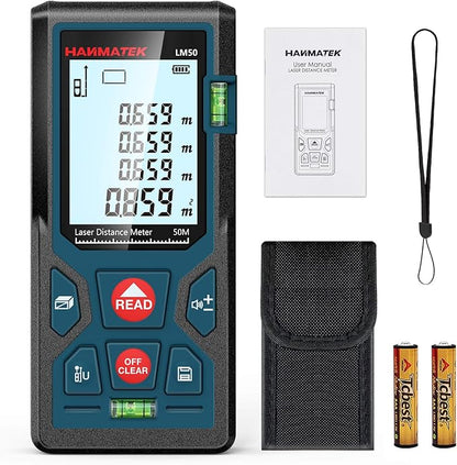 HANMATEK LM50 Digital Laser Rangefinder: Precision Distance, Area, Volume Measurement Tool