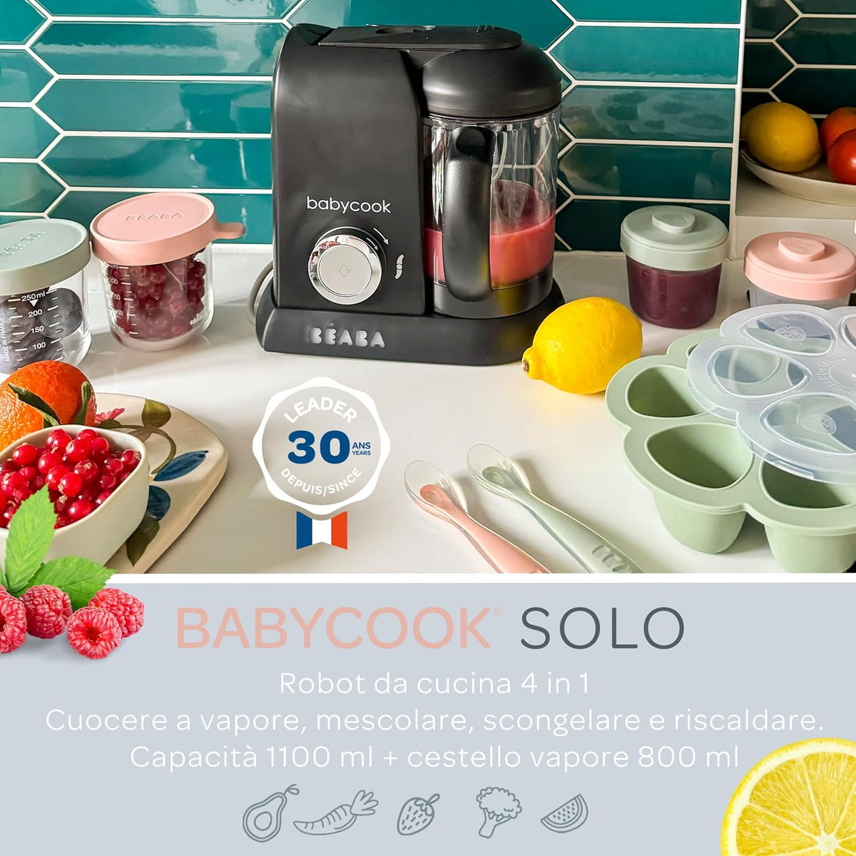 Béaba Babycook Solo 4 in 1 Baby Food Maker 1.1L Black