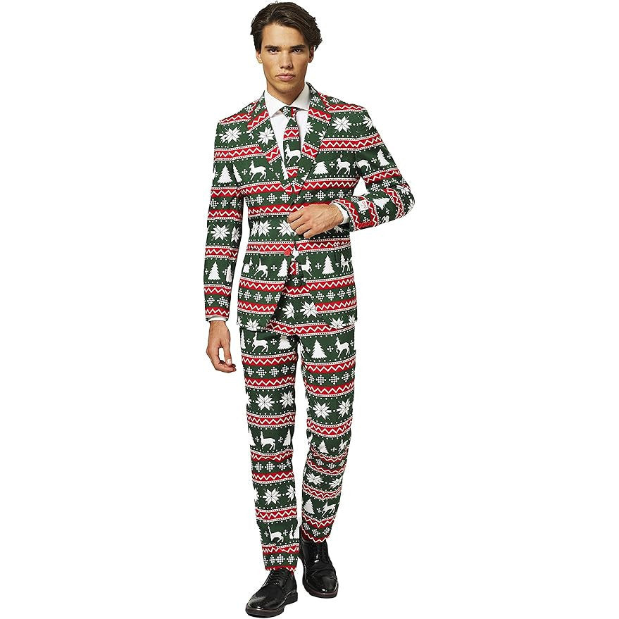 OppoSuits Men's Festive Christmas Suit - Complete 3-Piece Holiday Outfit