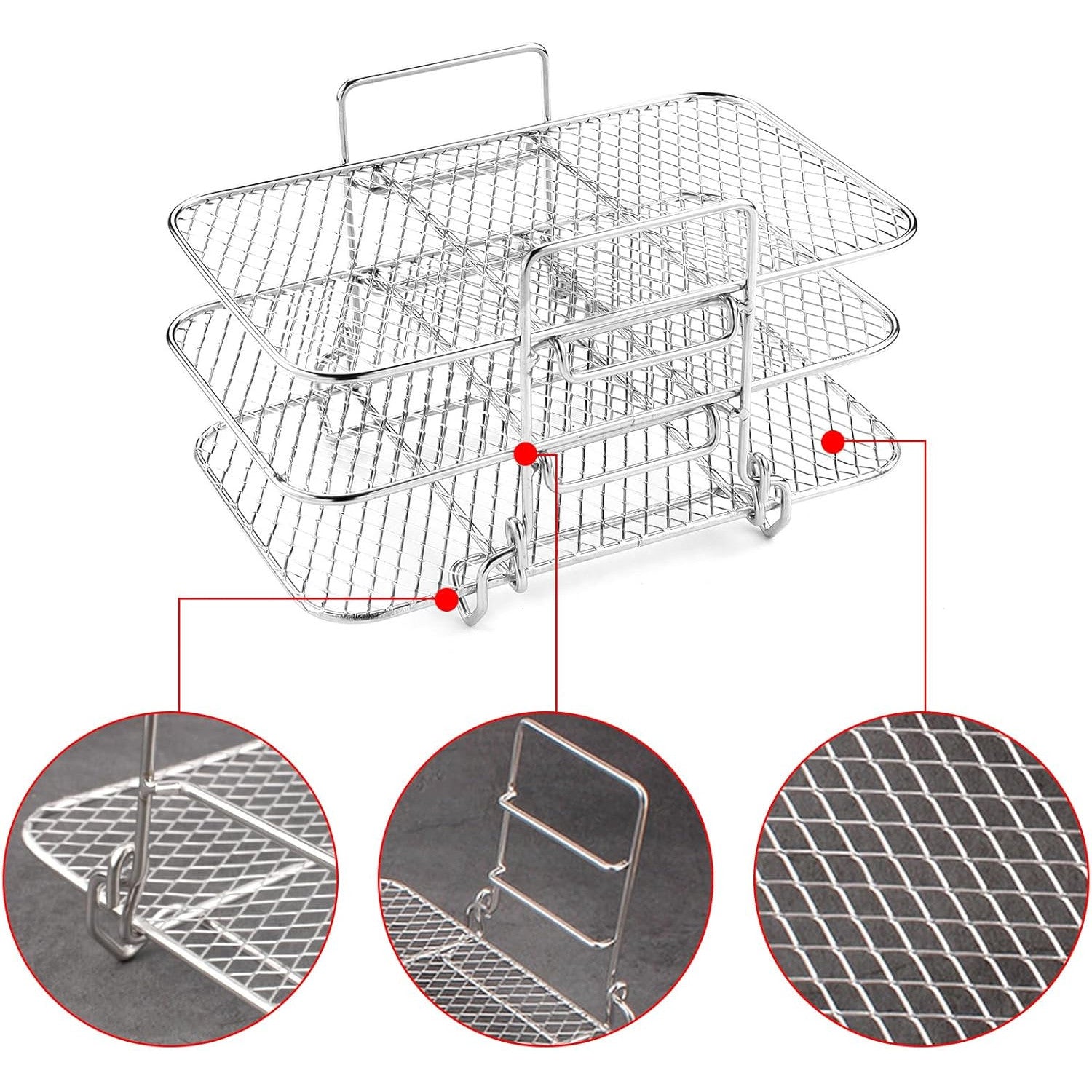 3‑Layer Stainless Steel Dehydrator Rack for Air Fryer & Oven