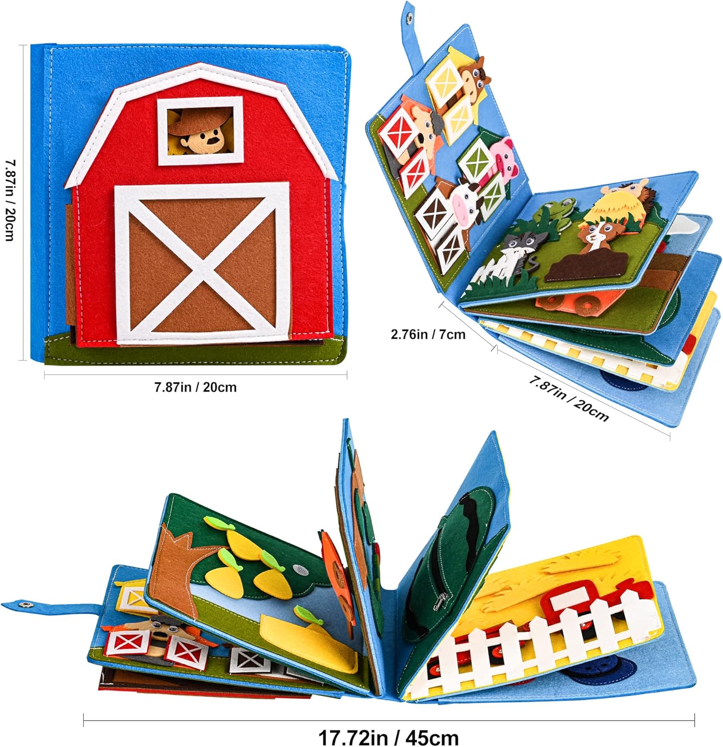 Quiet Book 3D Felt Montessori Busy Book for Preschool Kids