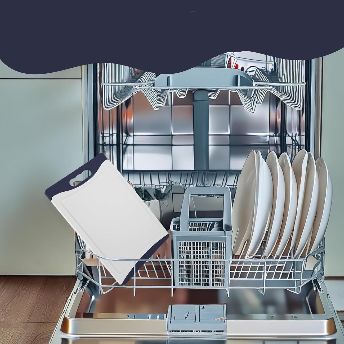 MaxxGoods White Plastic Chopping Board 20x15x8 cm Double‑Sided