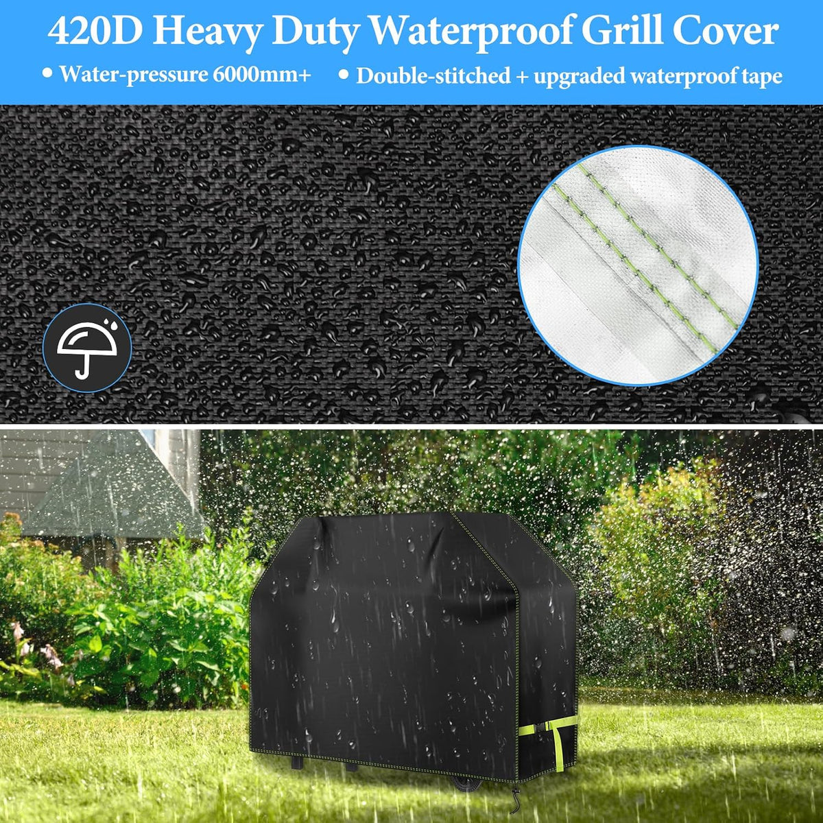 VDISRR 420D Oxford Cloth Waterproof Gas Grill Cover 117 x 66 x 117