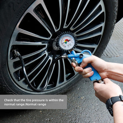 CCLIFE 3-in-1 Tyre Pressure Gauge 2196-2C 12 Bar 300mm Hose for Car Motorcycle