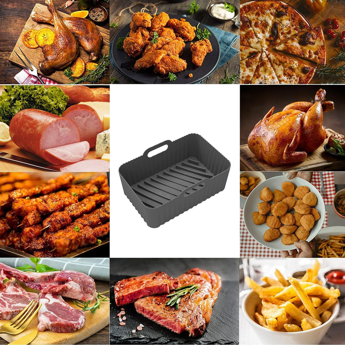 Air Fryer Liners for Ninja AF300 AF400 Silicone 20.5 x 20.5 cm