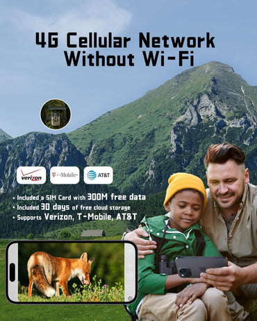 CEYOMUR 4G LTE Cellular Trail Camera: 2K HD Live Feed, Night Vision, Solar Powered