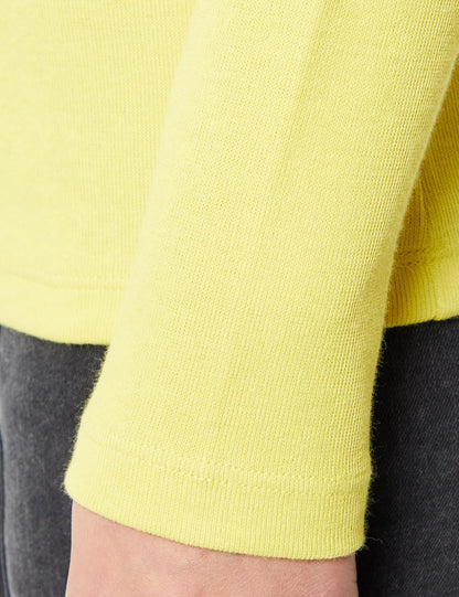 s.Oliver Women's Comfortable Yellow Long‑Sleeve Cotton T‑Shirt Fit
