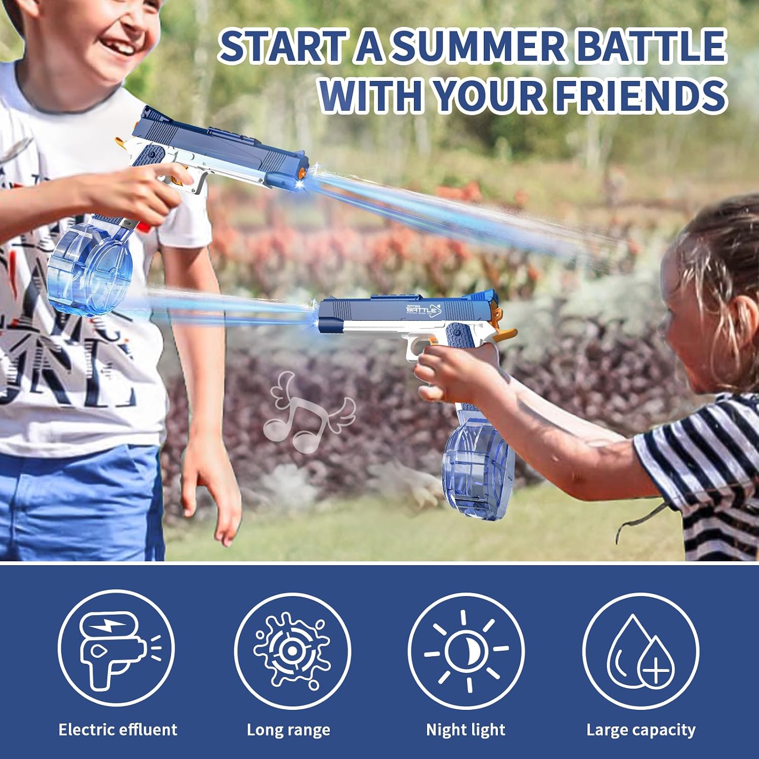 Snowall Electric Water Gun Automatic Squirt Gun Long Range 35ft Rechargeable