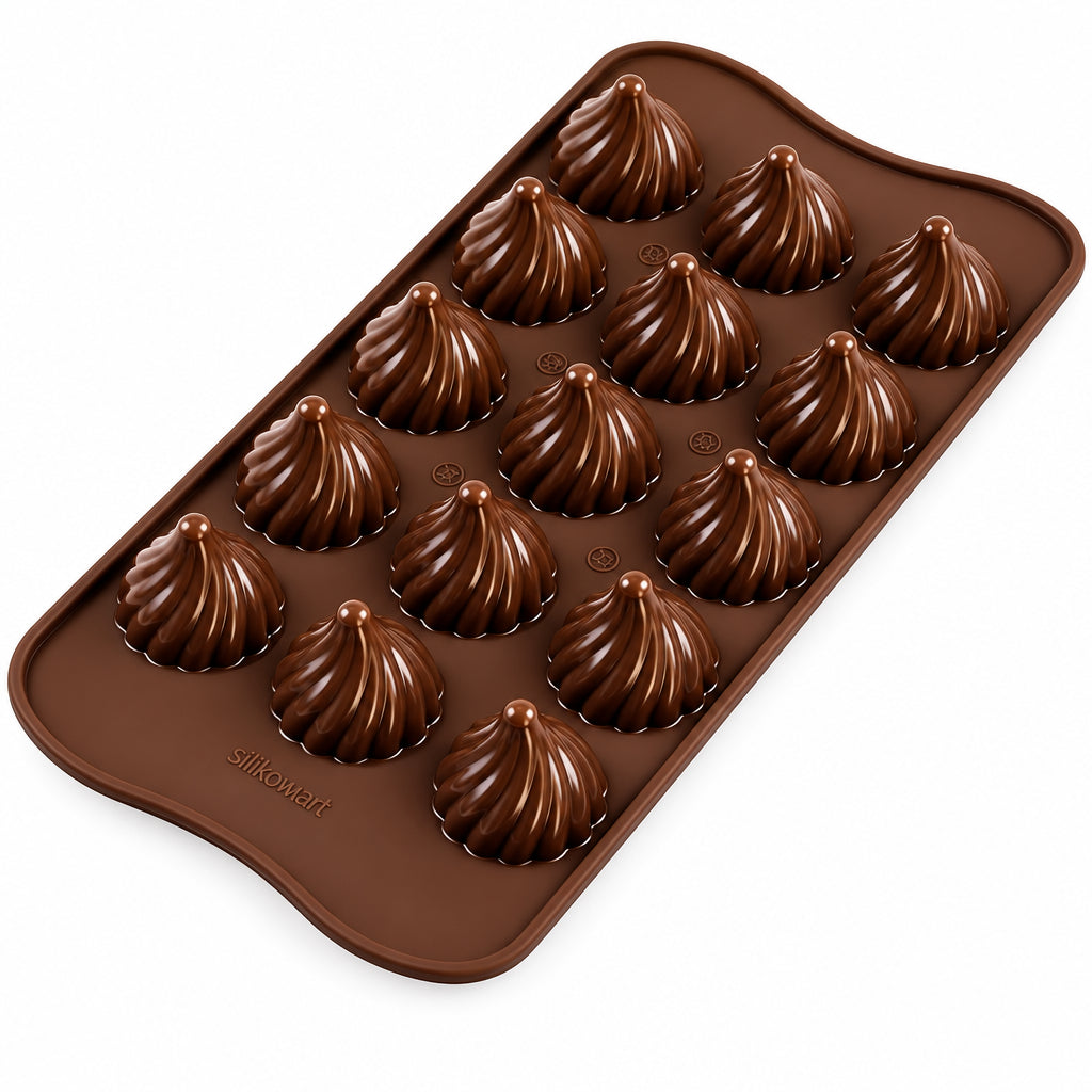 Silikomart SCG28 3D Flame Chocolate MoSiliconeuld, 15‑Cavity Non‑Stick