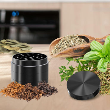 KitchenBoss 49mm Mini Metal Spice Grinder with Magnetic Lid Black