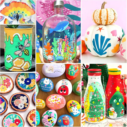 Efimeso Waterproof 120-Color Acrylic Marker Set with Fine 0.7mm Tip