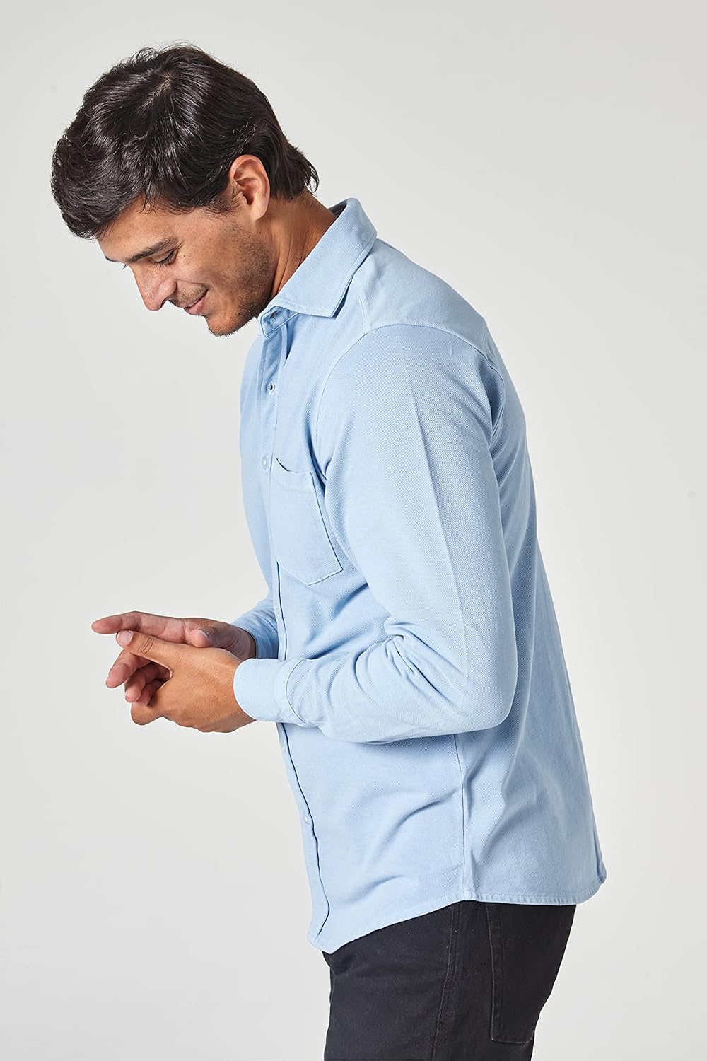 Jack Stuart Men's Long Sleeve Pique Shirt – Classic 100% Cotton
