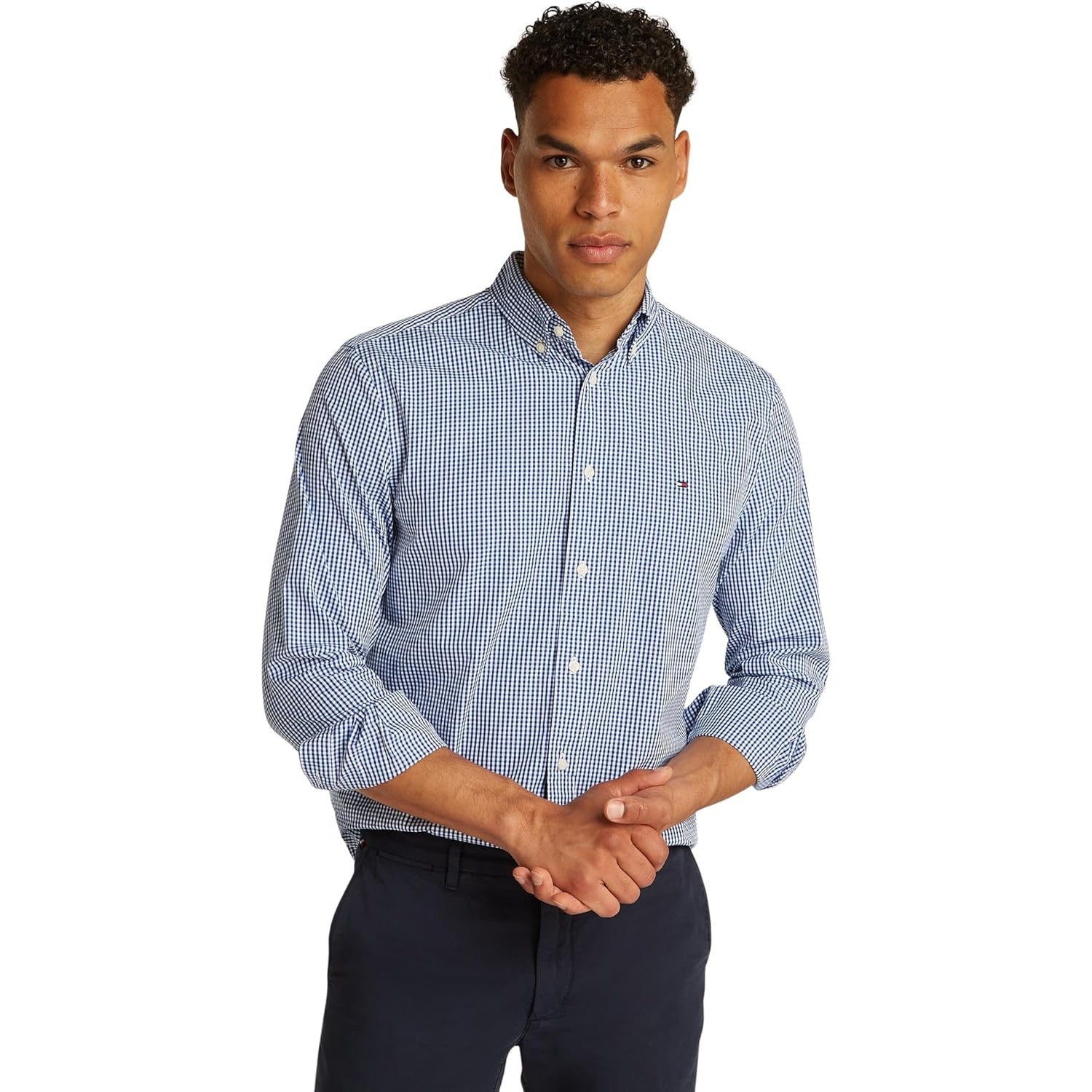 Men's Tommy Hilfiger Flex Poplin Gingham Regular Fit Button-Down Shirt