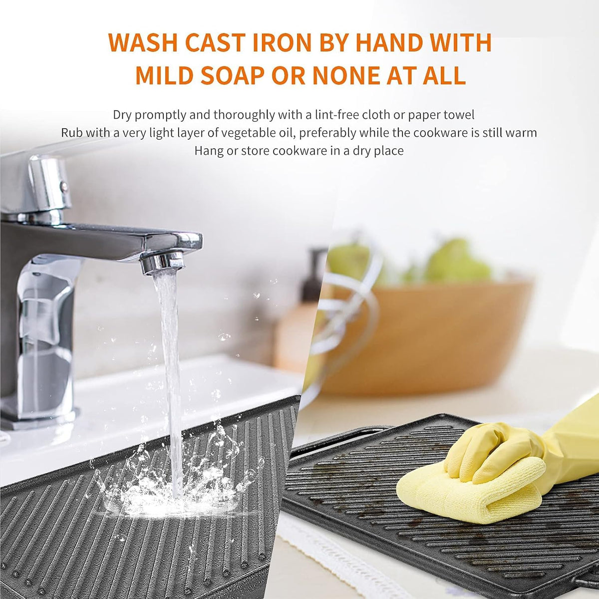 GFTIME Pre-Seasoned Cast Iron Reversible Griddle Plate