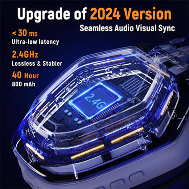 Ozeino 2.4GHz Wireless Gaming Headset with RGB Light, 40h Battery