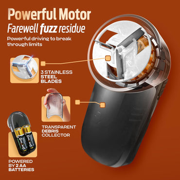 PORTENTUM Electric Lint Remover with Stainless Steel Blades Battery Included