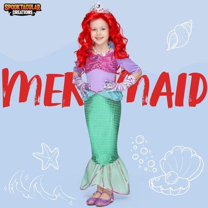 Spooktacular Creations Mermaid Costume for Girls with Wig and Headband