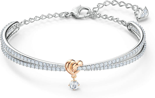 Swarovski Lifelong Heart Bracelet: Elegant Mixed-Metal Bangle with Dazzling White Crystals