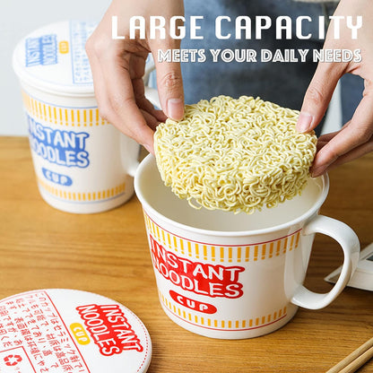 Large Red Ceramic Ramen Bowl with Lid – 34oz Capacity