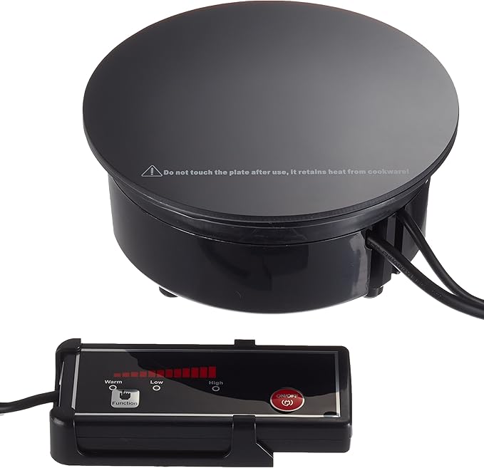 Lacor 700W Round Induction Plate – Compact Black Cooktop for Camping